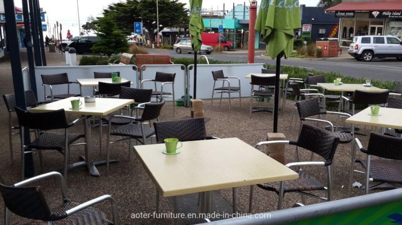 Waterproof Commercial Cafe Dining White Contemporary Modern Outdoor PE Rattan Dining Furniture
