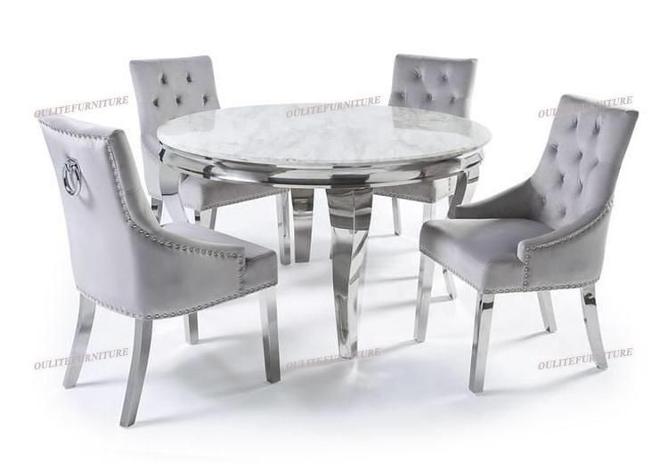 Dining Room Furniture Grey Marble Top Dining Table with Chairs
