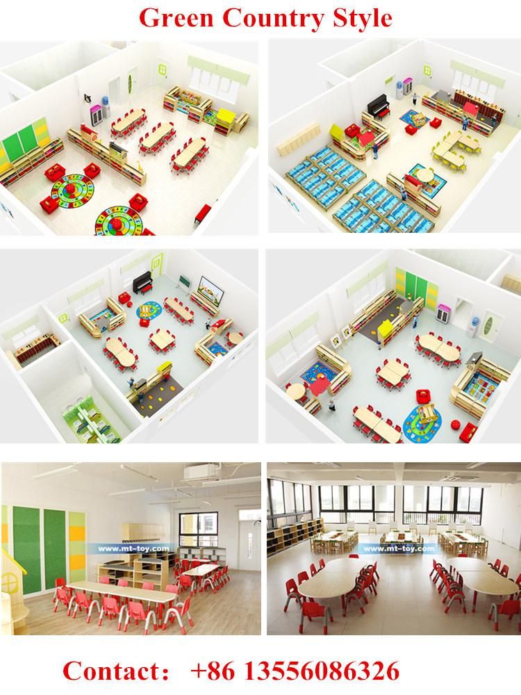 High Quality Colorful HDF Material Kids Tables Chiars and Cabinets for Early Education Center Use