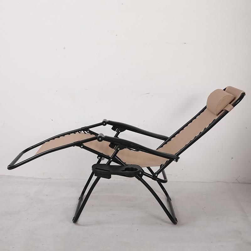 Zero Gravity Lounge Chair with Cup Holder Outdoor Leisure Sling Deck Chair Adjustable Foldable Relax Lounge