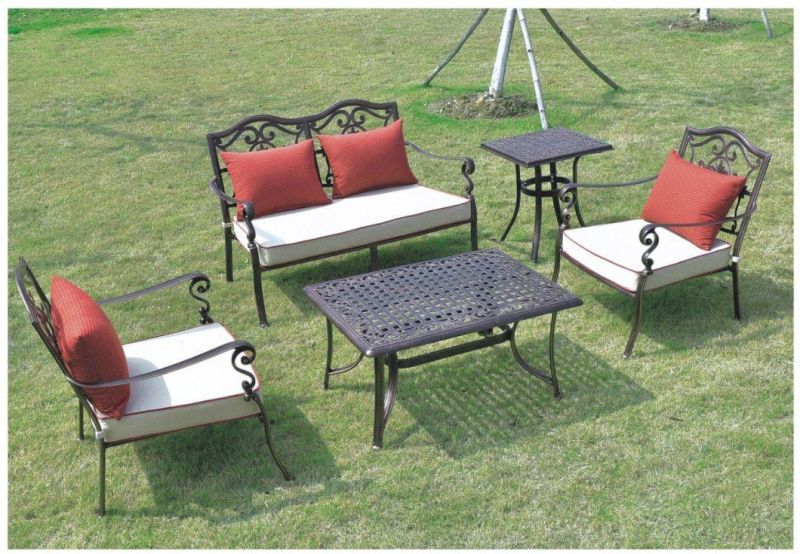 Outdoor and Indoor Aluminum Cast Furniture Sets, Dining Furniture with Round Table for Garden and Kitchen