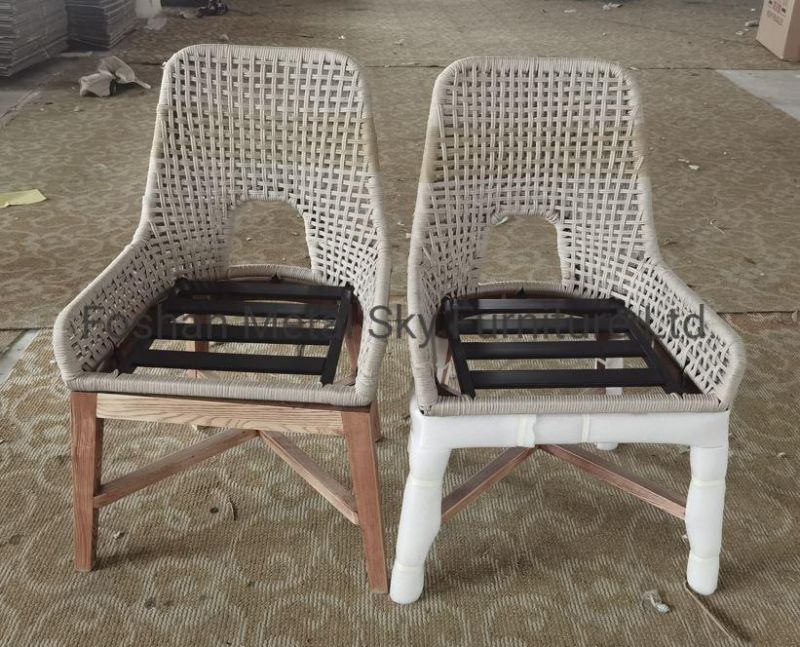 Outdoor Teak Aluminum Wooden Garden Hotel Patio Rattan Rope Chair