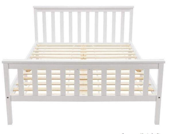 Hand Craft Wooden White Color Bed Frame Baby Kids Bed
