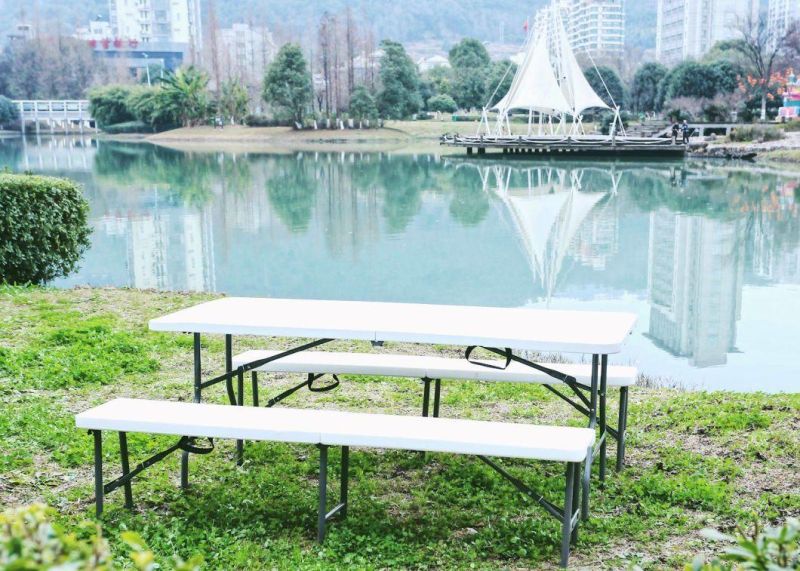 72inch 180cm 6FT White Anthracite Foldable Outdoor Camping Dining Modern Garden Coffee Furniture Folding in Half for Domestic Camping Furnishing Table Set Hote
