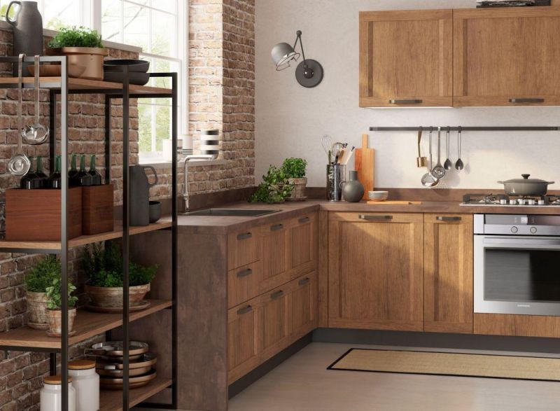Customized Modular European Style Modern Solid Wood Kitchen Cabinet