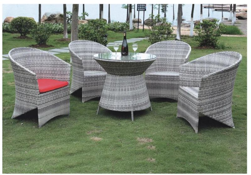 Patio Furniture, 5 PCS All Weather Resistant Heavy Duty Wicker Dining Set with Chairs, Perfect for Balcony Patio Garden Poolside, 5 Piece Wicker Table and Chair