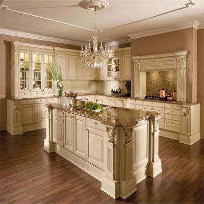 Prefabricated Marble Top Countertops Island Cabinets Designs European Modern Luxury Teak Solid Wood Kitchen Cabinet