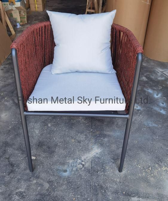 Outdoor Aluminum Wooden Garden Hotel Patio Rattan Rope Dining Chair