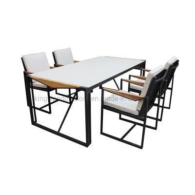 Garden Mesh Fabric Restaurant Furniture Aluminum Dining Table &amp; Chair Furniture Set