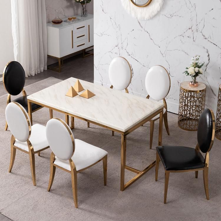 Factory Wholesale Golden Stainless Steel Dining Chair Living Room Hotel Dining Chair Simple Modern European Leather Dining Chair
