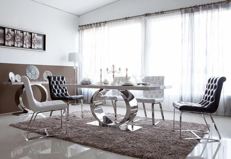 Modern Luxury Chromed Stone Dinner Table for Hotel Restauant Furniture