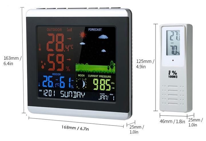 Atomic Desk Clock with Color Wireless Forecast Station and Barometer