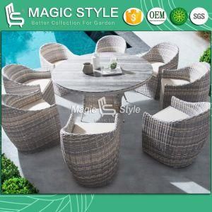 Patio Rattan Dining Set with Ceramic Glass Garden Wicker Dining Chair Outdoor Weaving Furniture Modern Wicker Furniture