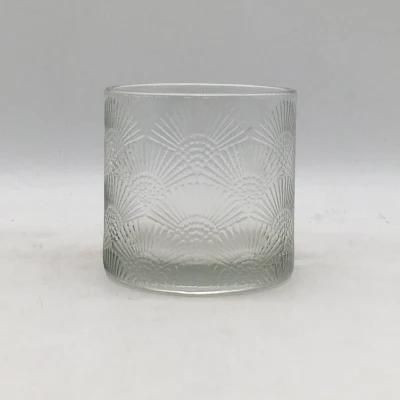 Clear Glass Candle Holder with Customized Frosted or Shiny Spray Color