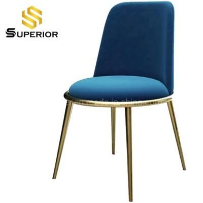 Hot Sale Modern Simple European Style Blue Velvet Dining Chair