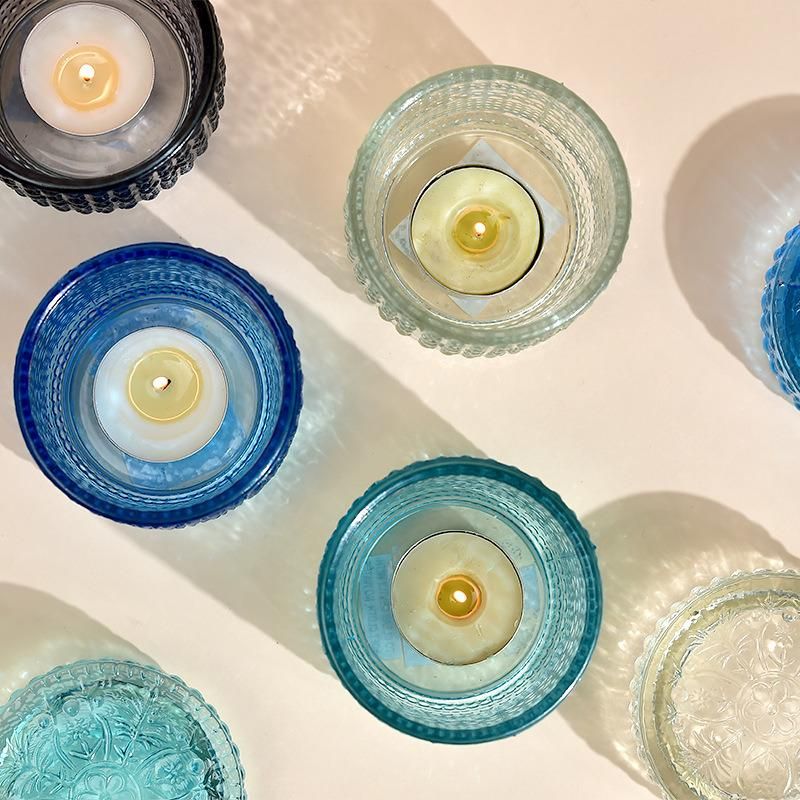 Simple Colored Glass Candle Cup with Cover Ins Style Home Decoration Glass Candlestick