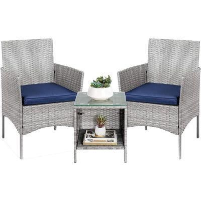 Outdoor and Indoor Garden 3PCS Rattan Set Chair and Table