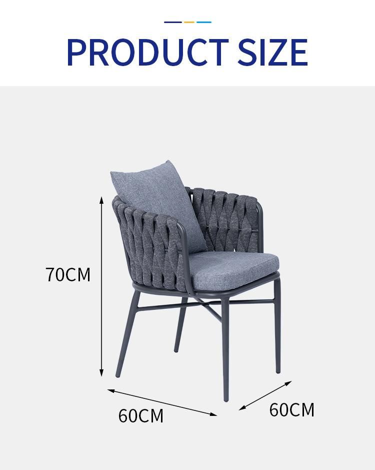 Vangarden Popular Aluminum Rope Outdoor Garden Furniture Dining Chair