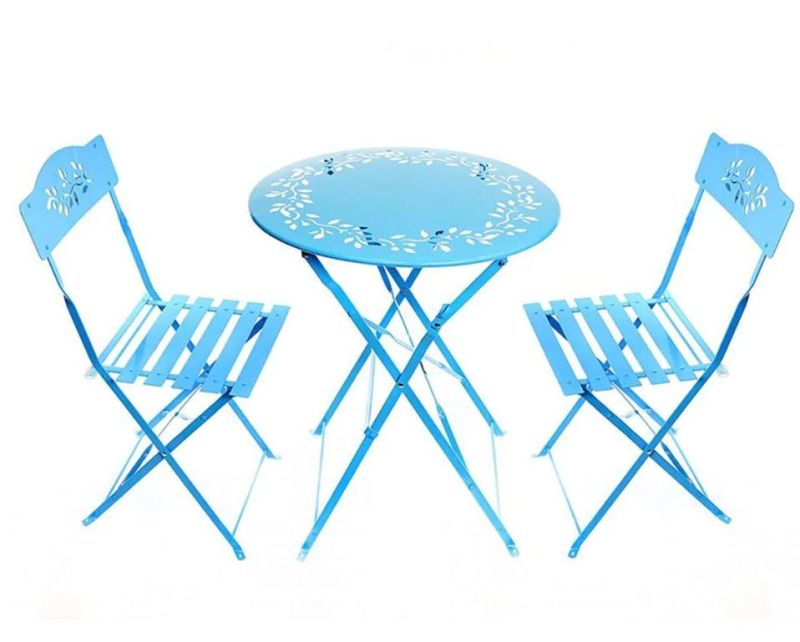Fs430 Floral Outdoor Furniture Foldable Home and Garden Leisure Bistro Sets with 1 Table 2 Chairs
