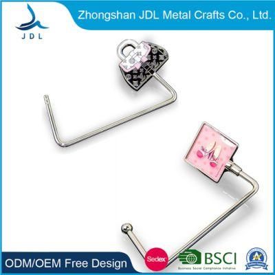 Custom Promotion Gift Shopping Bag Hanger Printing Logo Metal Folding Flower Shape Hangbag Bag Purse Hook