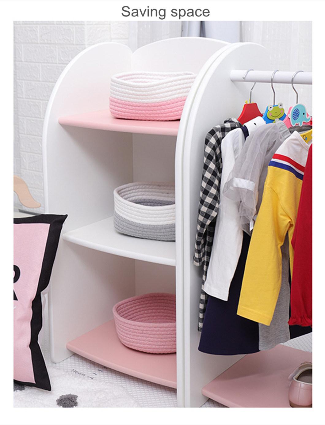 3-Tier Open Shelf Kids Storage Cabinet Wood Coat Rack Hanger with Shelf for Toddler