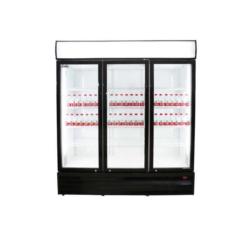 European Luxury Beverage Refrigerator Showcase with 3 Doors Supermarket Refrigeration Equipment Juice Cooler