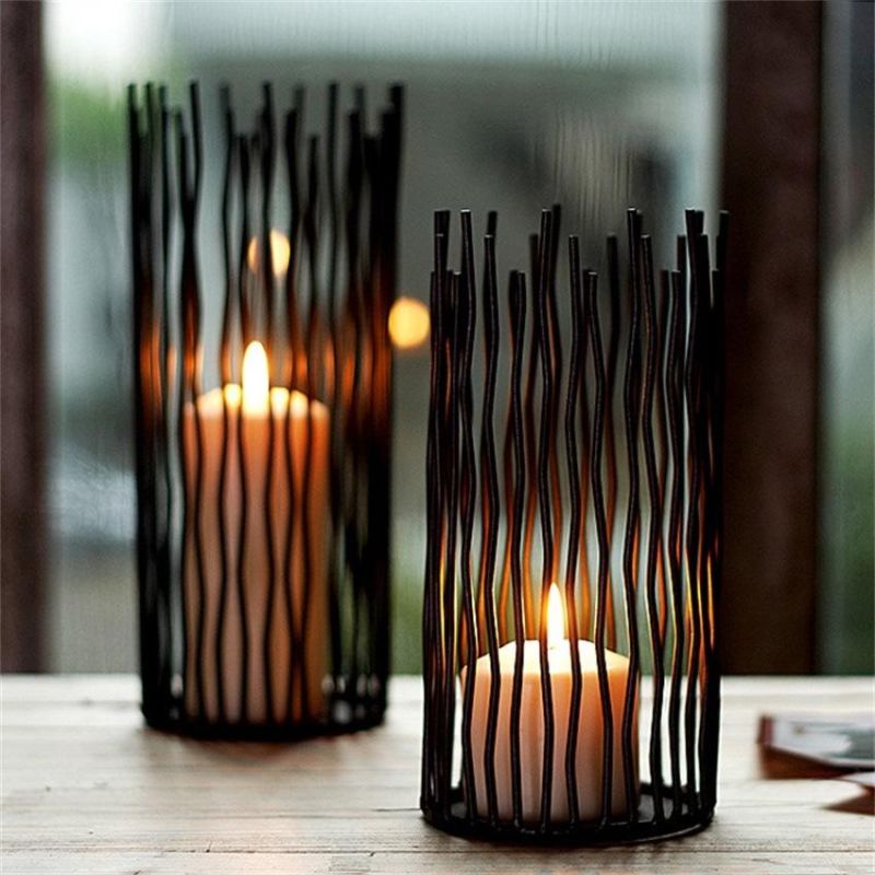 Modern European Metal Iron Candlestick Wedding Props Romantic Landing Table Candlestick Candle Tray Home Decoration