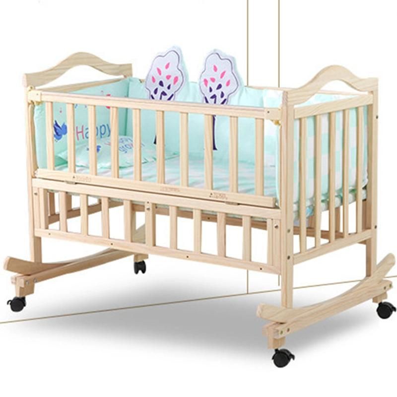 Solid Wood Baby Crib European Multi-Functional Newborn Pine Baby Bed Cradle/Children′s Cot Bed