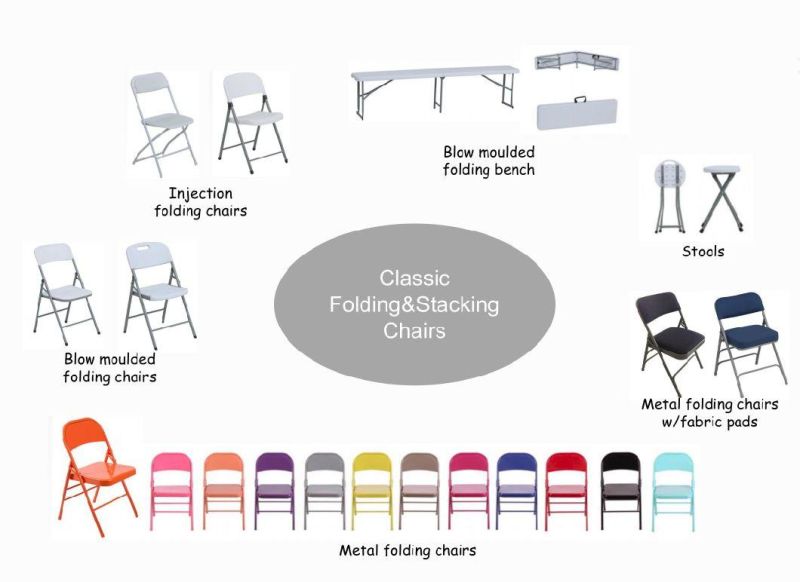Black Metal Foldable Plastics Folding Chairs for Events Use