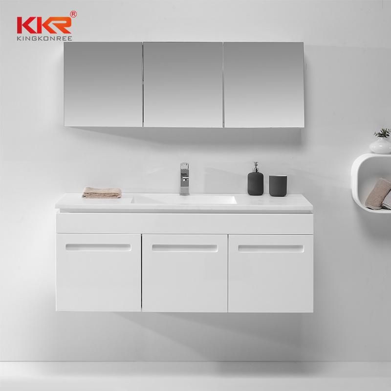 European Design Vanity Bathroom Solid Surface Basin Cabinet