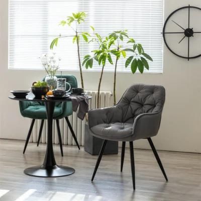 European Design Dining Room Furniture Velvet Fabric Steel Leg Dining Chair