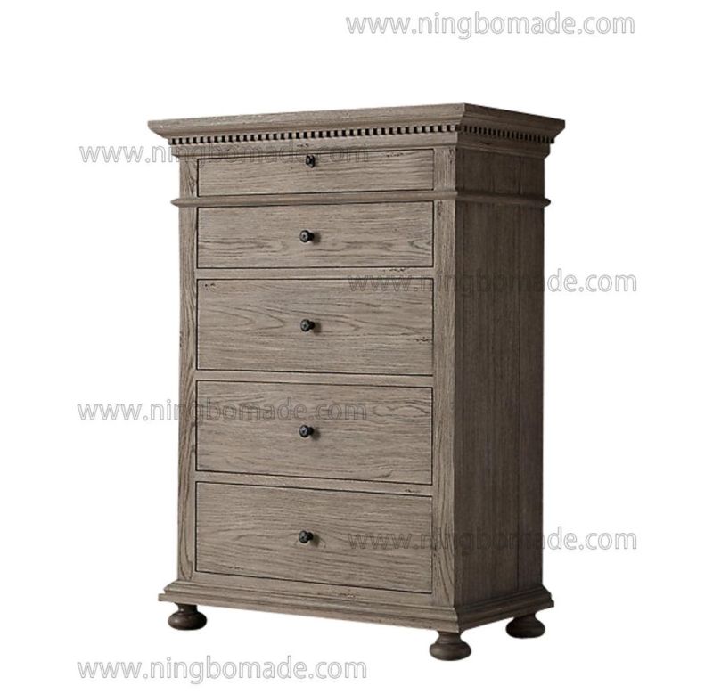 Architectural Classicism Timeless Collection Antique Grey Oak 5 Drawers Chest