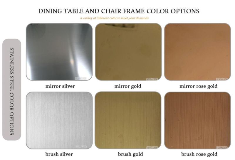 American Style Stainless Steel Dining Table of Silver Metal Base