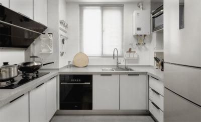 White Matt Lacquer European Style Assemble Modular Islands Handless Cheap Laminated Modern Custom Kitchen Cabinet