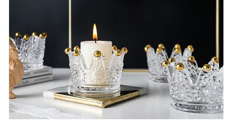 Wholesale Crown Shape Glass Candle Holder for Home Decor