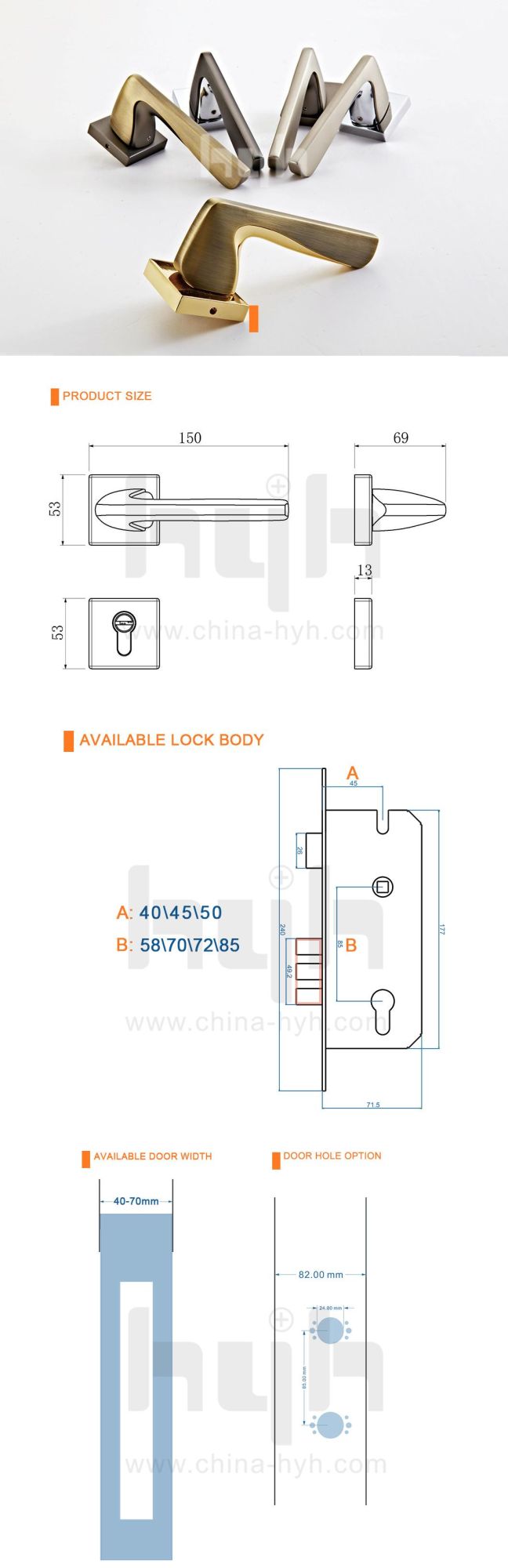 Zinc Alloy Nice Looking Wash Room Door Lock From Foshan Hyh