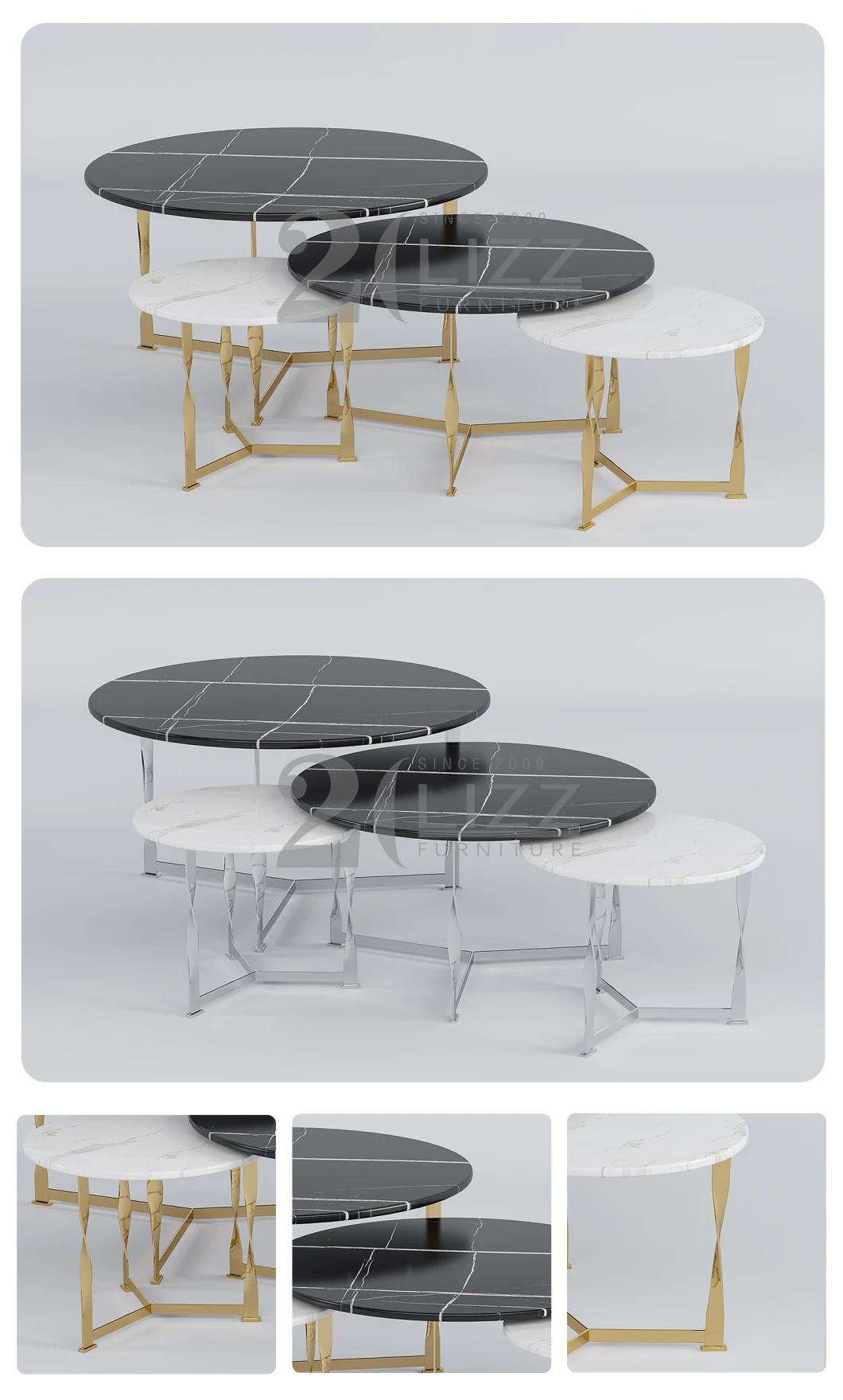 Nordic Modern Stylish Home Furniture Combination Table with Gold/Silver Stainless Steel Legs