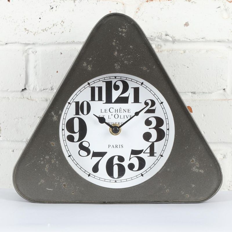 Simple Style Iron Table Clock, Leader Table Clock, Metal Desk Clock, Simple Triangle Mantel Clock