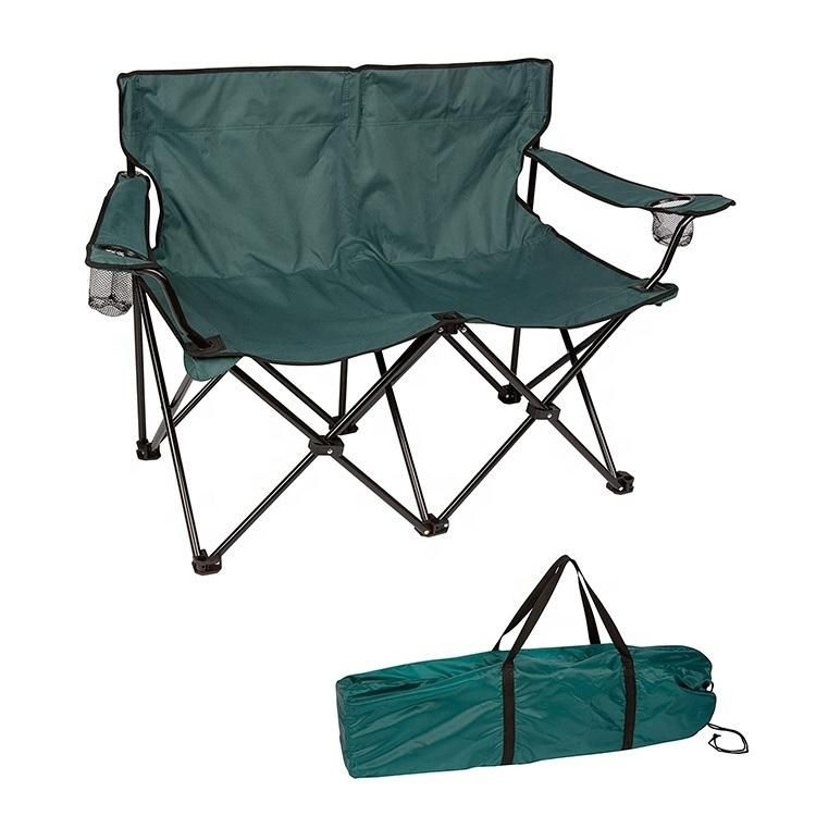 Loveseat Style Double Seat Beach Camping Chair 2 Person 2 Seater with Cup Holder