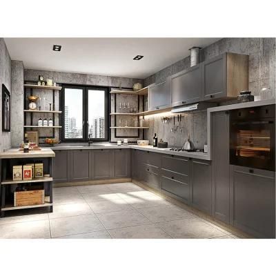 Made in China High Quality Custom Modern Design Grey Shaker Style Kitchen Cabinets