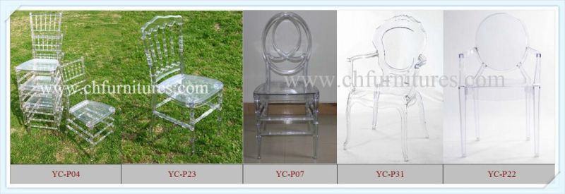 Kd Gold Transparent Napoleon Plastic Chair for Rental and Banquet (YC-P23-1)