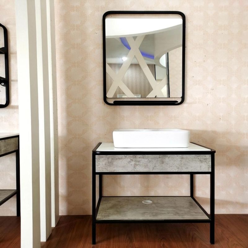 European Luxury Mosaic Mirrored Stainless Steel Floor Bathroom Furniture Cabinet