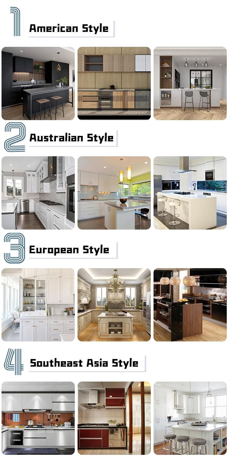 European Style Bespoke Ready Assemble Modular Islands Handless Cheap Laminated Modern Custom Kitchen Cabinet