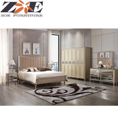 Global Hot Sale Luxury MDF and Solid Wood Bedroom Furniture with Mirror Decoration