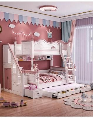 High and Low Bed Bunk Bed Children&prime; S Bed Girl Small Apartment Solid Wood Bed Girl Multifunctional Creative Bed