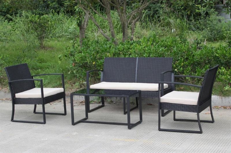 4 PCS Plastic-Steel Furniture Sofa Set PP Rattan Design