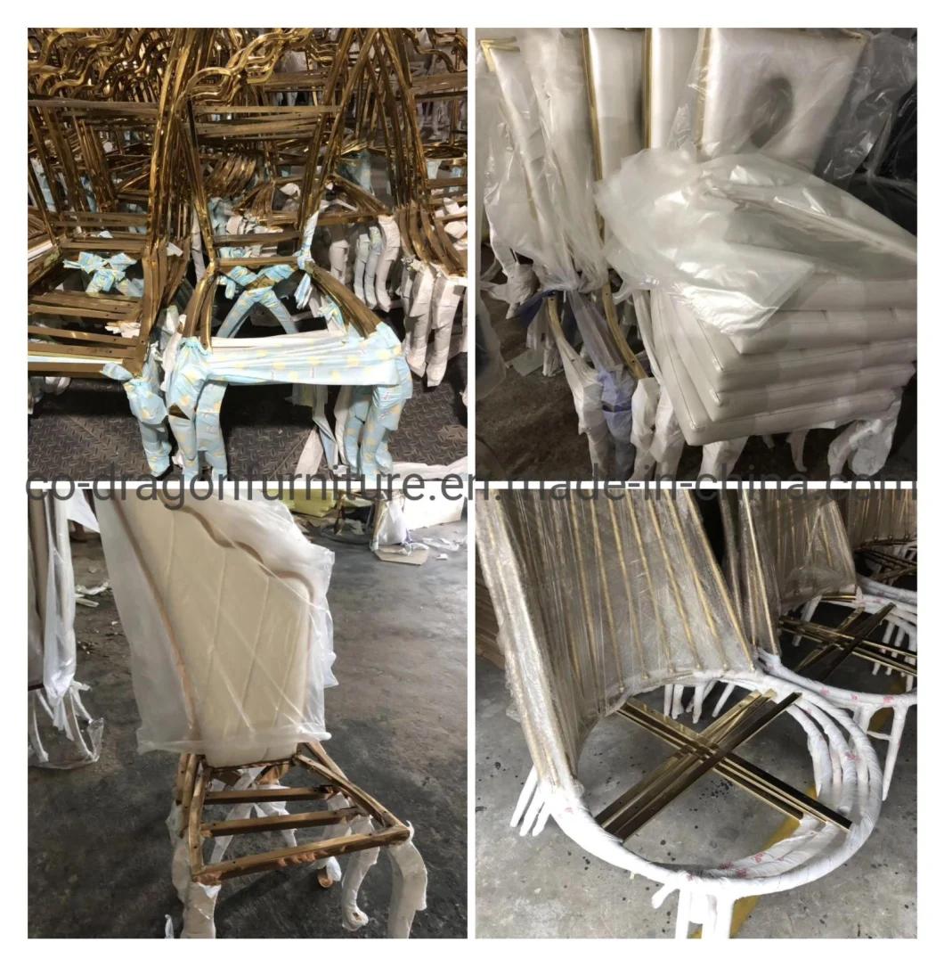 European Style Luxury Furniture Stainless Steel Leather Wedding Dining Chairs