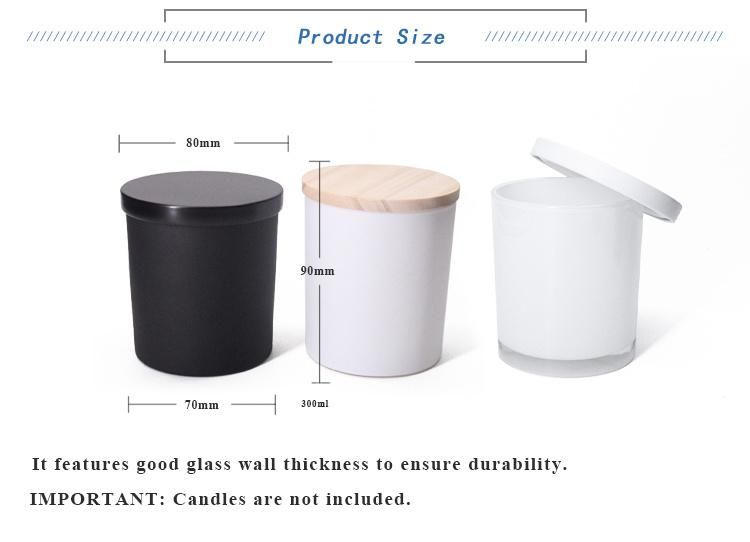 Various Color Matte Black Frosted Empty Candle Container Glass Jar Holder with Wood Lid