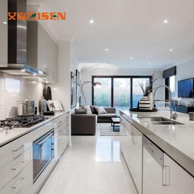 European Design 2 PAC High Gloss White Lacquer Kitchen Cabinets Direct From China