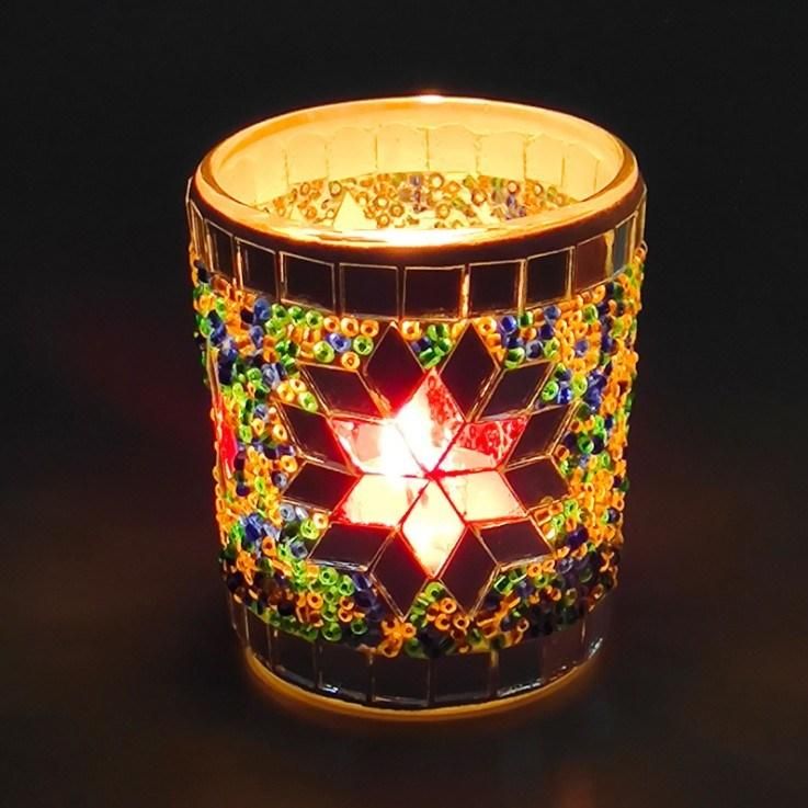 Handmade Aromatherapy Candle Empty Cup Mosaic Stained Glass Candle Holder